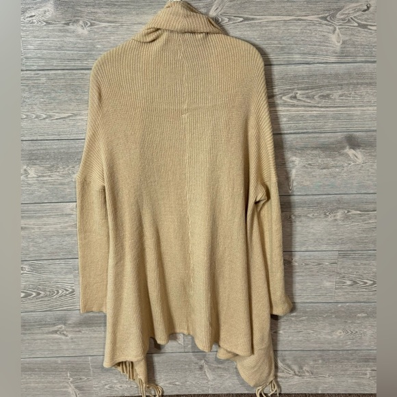 Cream/Tan color Long Duster with Fringe, Open front Cardigan, Size Small - Picture 7 of 7